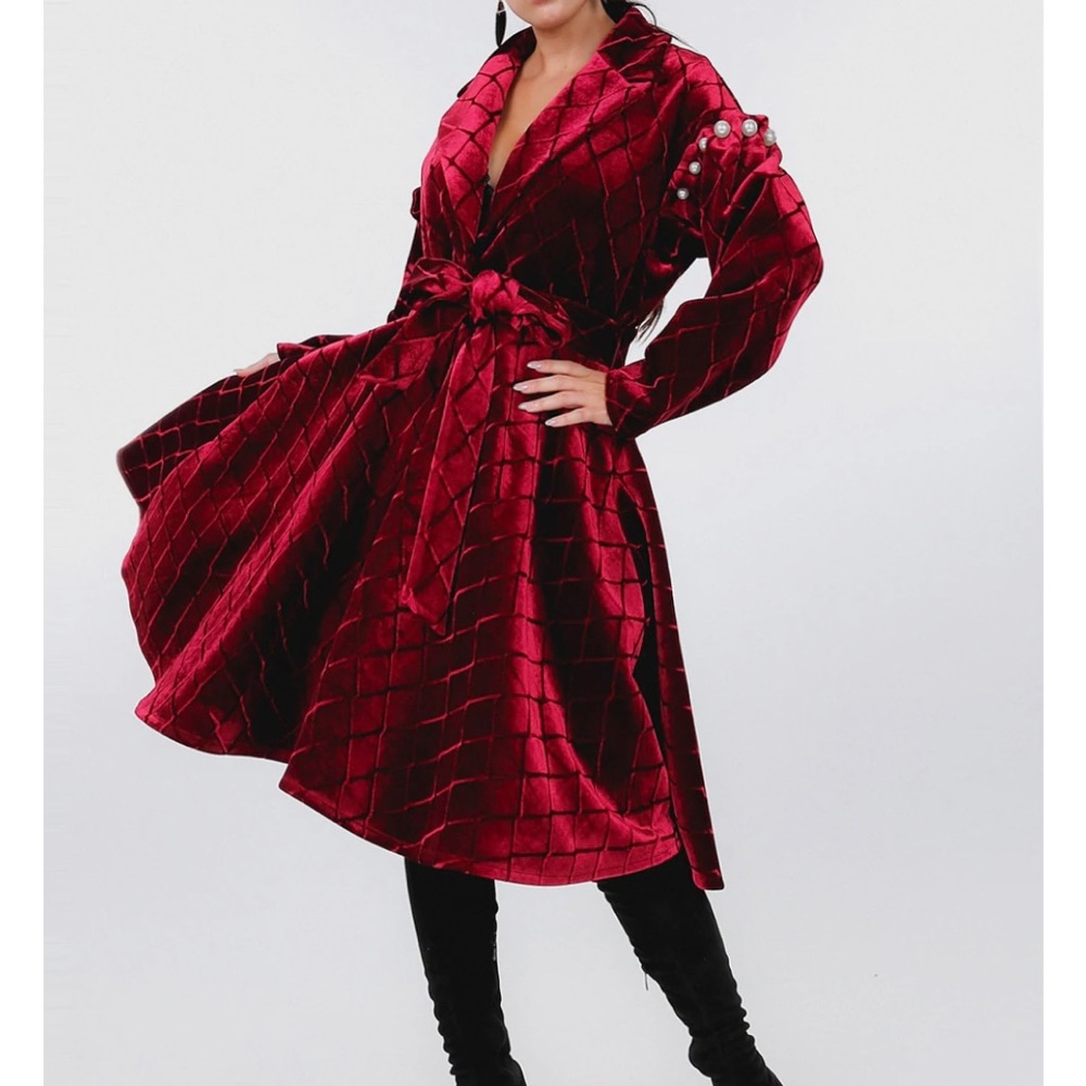 NWT! Elite luxury collection Velour Rich Red Pearl Accents - Picture 11 of 11